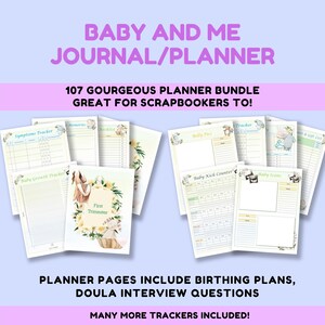 Baby and Me Pregnancy Planner 2-Pack Birth Plan Appointments Memories Photos Baby Shower Party Gift 100 Page Printable Color & Greyscale