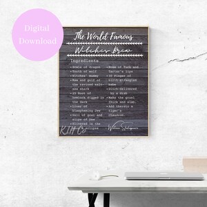 Halloween Printable Wall Art | Witches Brew by William Shakespeare | Instant Download | Printable Wall Art