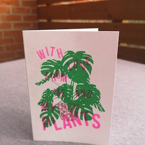 Con amore da me e dalle mie piante - biglietto di auguri - biglietto di compleanno - biglietto per la nuova casa - biglietto vuoto - biglietto per piante - biglietto per gli amanti delle piante A6