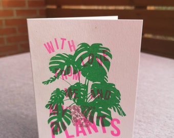 Med kärlek från mig och mina växter - gratulationskort - födelsedagskort - nytt hem-kort - tomt kort - växtkort - kort för växtälskare A6