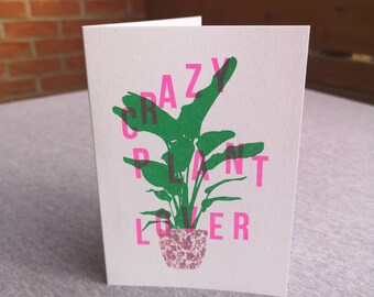Galen växtälskare - gratulationskort - födelsedagskort - nytt hem-kort - växtkort - kort för växtälskare - tomt kort - A6