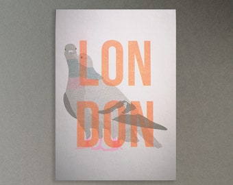 London A5 Risograftryck - Duvbild - Återvunnet papper - Reseaffisch