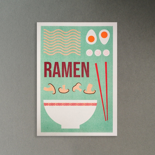 Ramen A4 Risograph Print - Japan Picture - Recycled Paper - Food Poster