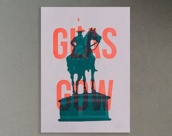 Glasgow Duke of Wellington A5 Risograftryck - neonorange - Skottlandstavlan - Återvunnet papper - Reseaffisch
