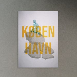 Copenhague - La Sirenita - Impresión risográfica A5 - Foto de Copenhague - Papel reciclado - Póster de viaje