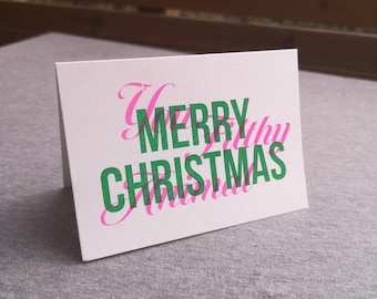 God jul, ditt smutsiga djur, ensam hemma, rosa grönt julkort