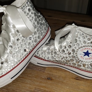 Silver Sequin Converse Trainers, White Sequin Converse Shoes for Bride, Sequin  Sneakers, Sequin Tennis Shoes for Prom or Party 