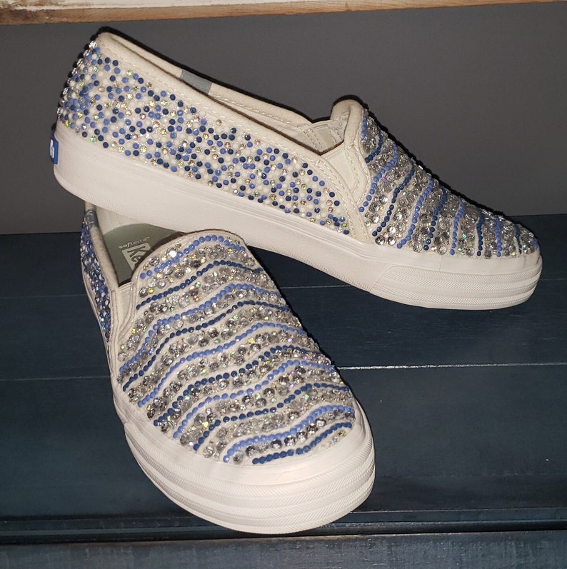 Jeweled Sparkly Keds in Silver and Blue Etsy