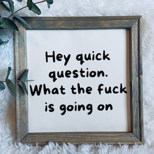 What the F is going on | wood framed canvas sign | sarcastic decor | Funny wall decor | farmhouse signs | snarky signs | unique decor