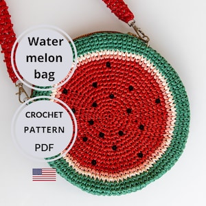 Crochet Watermelon Bag PATTERN: Raffia Fruit Purse (PDF Digital Download)