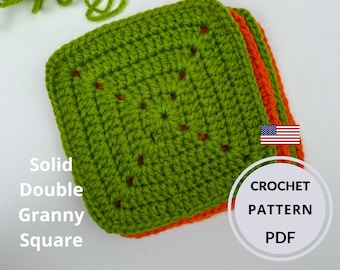 Solid Double Granny Square Crochet Pattern (PDF), Seamless No-Gap Tutorial