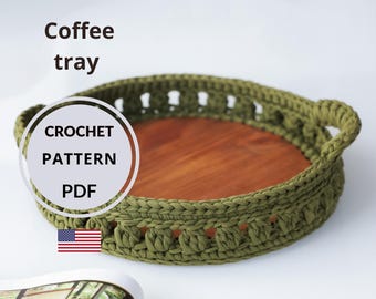 Round Crochet Tray Pattern for Wooden Base Home Decor