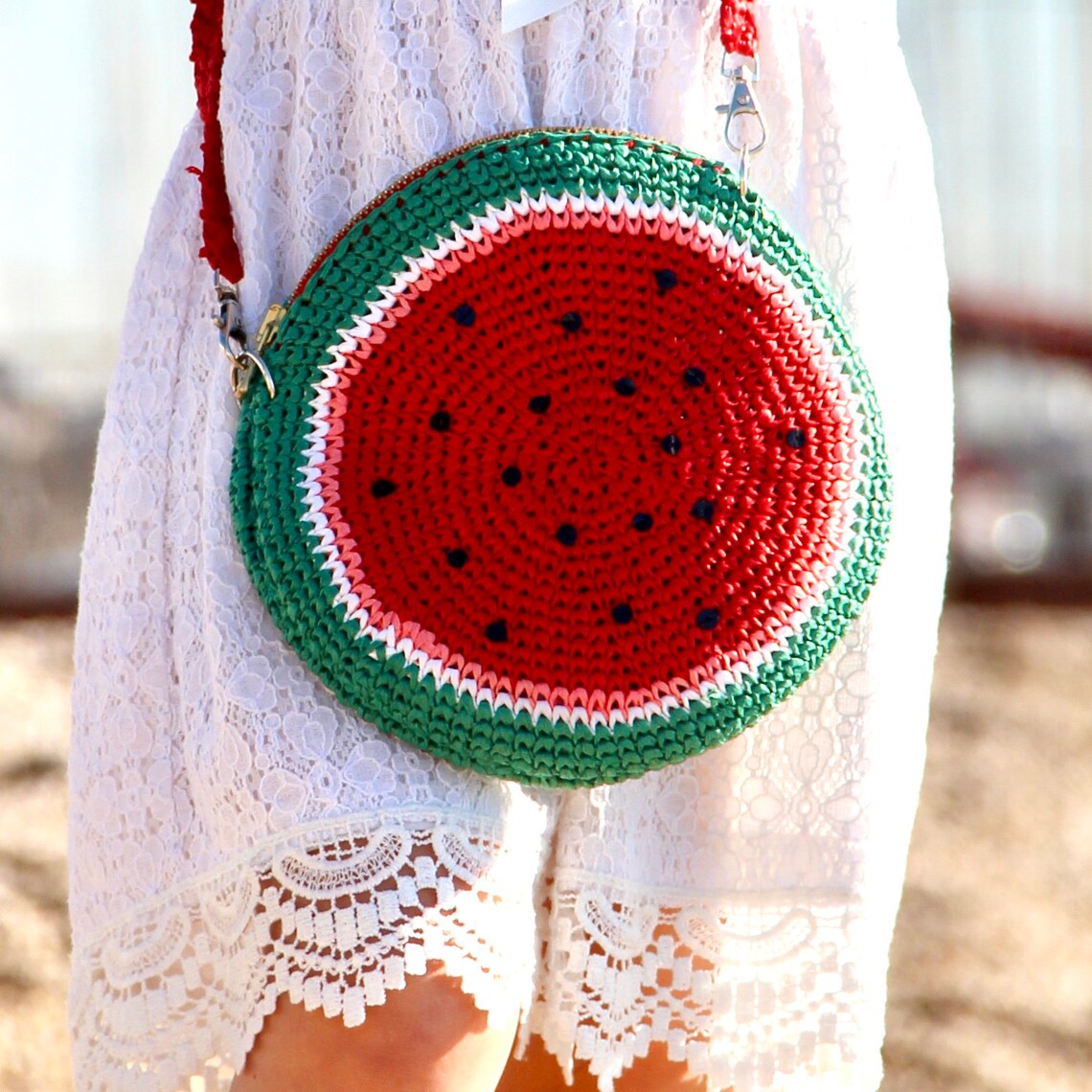 Bag Watermelon crochet pattern tutorial handbag PDF in | Etsy