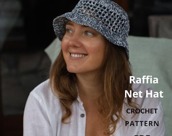 Raffia Summer Hat Crochet Pattern, Airy Boho Sun Hat PDF