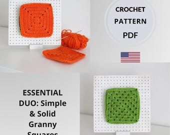 Classic Solid Granny Square Crochet Pattern Bundle (PDF)