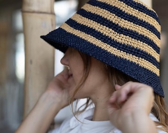 Crochet Raffia Bucket Hat Pattern: Easy Summer Sun Hat (PDF)