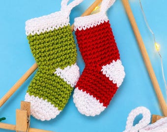Padrão de mini meia de Natal em crochê | Tutorial de enfeite natalino (Download em PDF)