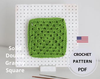 Solid Double Granny Square Crochet Pattern (PDF), Seamless Blanket Bag Motif