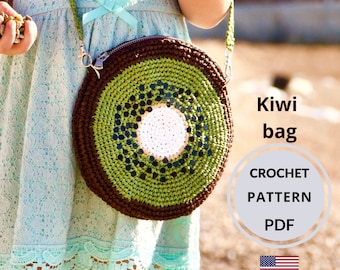 Crochet Kiwi Bag Pattern: Raffia Fruit Purse (PDF Digital Download)