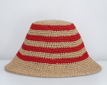 Crochet Straw Bucket Hat Pattern: Women's Summer Sun Hat (PDF)