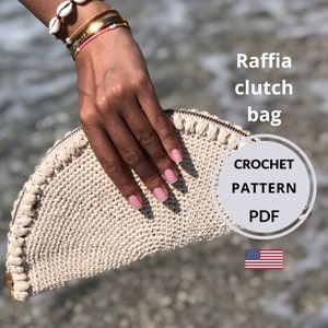 Häkelanleitung für Raffia Handtasche, Abendtasche, Geldbörse in ENGLISCH, sofortiger digitaler Download PDF