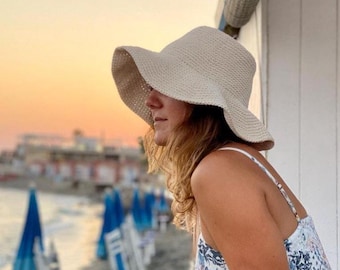 Crochet Bucket Hat Pattern, Wide Brim Summer Sun Hat Tutorial (PDF)