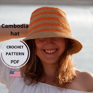 Crochet Straw Sun Hat Pattern: Women&#39;s Bucket Hat (PDF Digital Download)