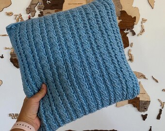 Crochet Ribbed Pillow Cover Video Tutorial, Textured Cushion, Modern Farmhouse Decor