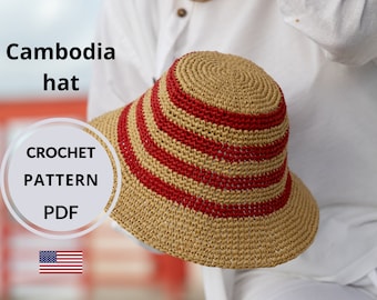 Modello per cappello da pescatore in paglia all'uncinetto: cappello estivo da donna (PDF)