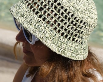 Crochet Raffia Sun Hat Pattern: Net Design (PDF)