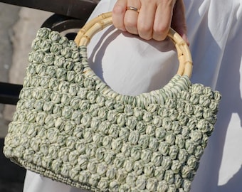 Textured Raffia Crochet Bag Pattern, Puff Stitch Clutch Tutorial (PDF Download)