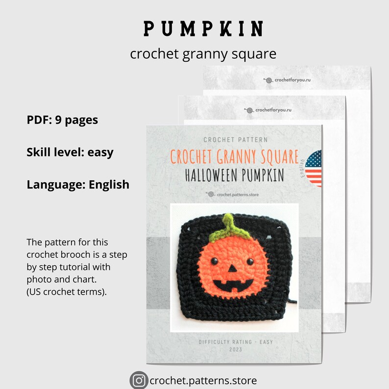 Jack-o-lantern Pumpkin Granny Square Crochet Pattern - Etsy