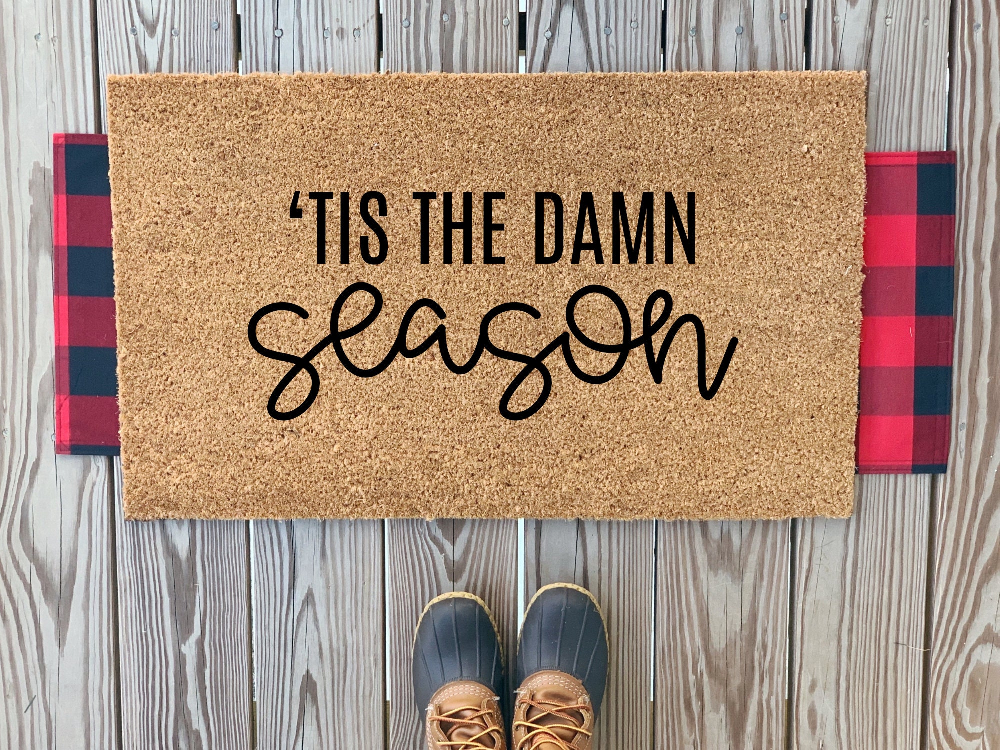 Discover Tis the Damn Season Doormat | Funny Christmas Welcome Mat | Happy Holidays Doormat
