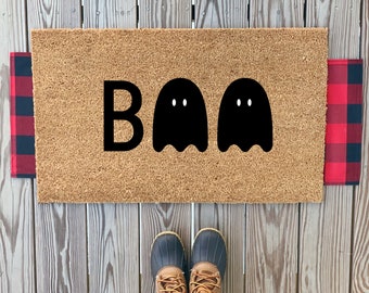 BOO Halloween Doormat | Funny Ghost Welcome Mat | Cute Outdoor Halloween Party Decor | Cute Fall Welcome Mat | Spooky Season Patio Decor