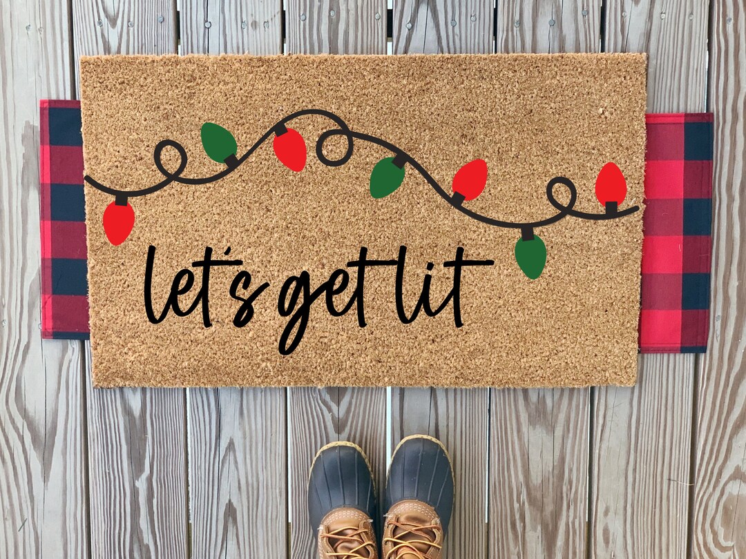 Let's Get Lit Christmas Lights Doormat Outdoor Coir Etsy