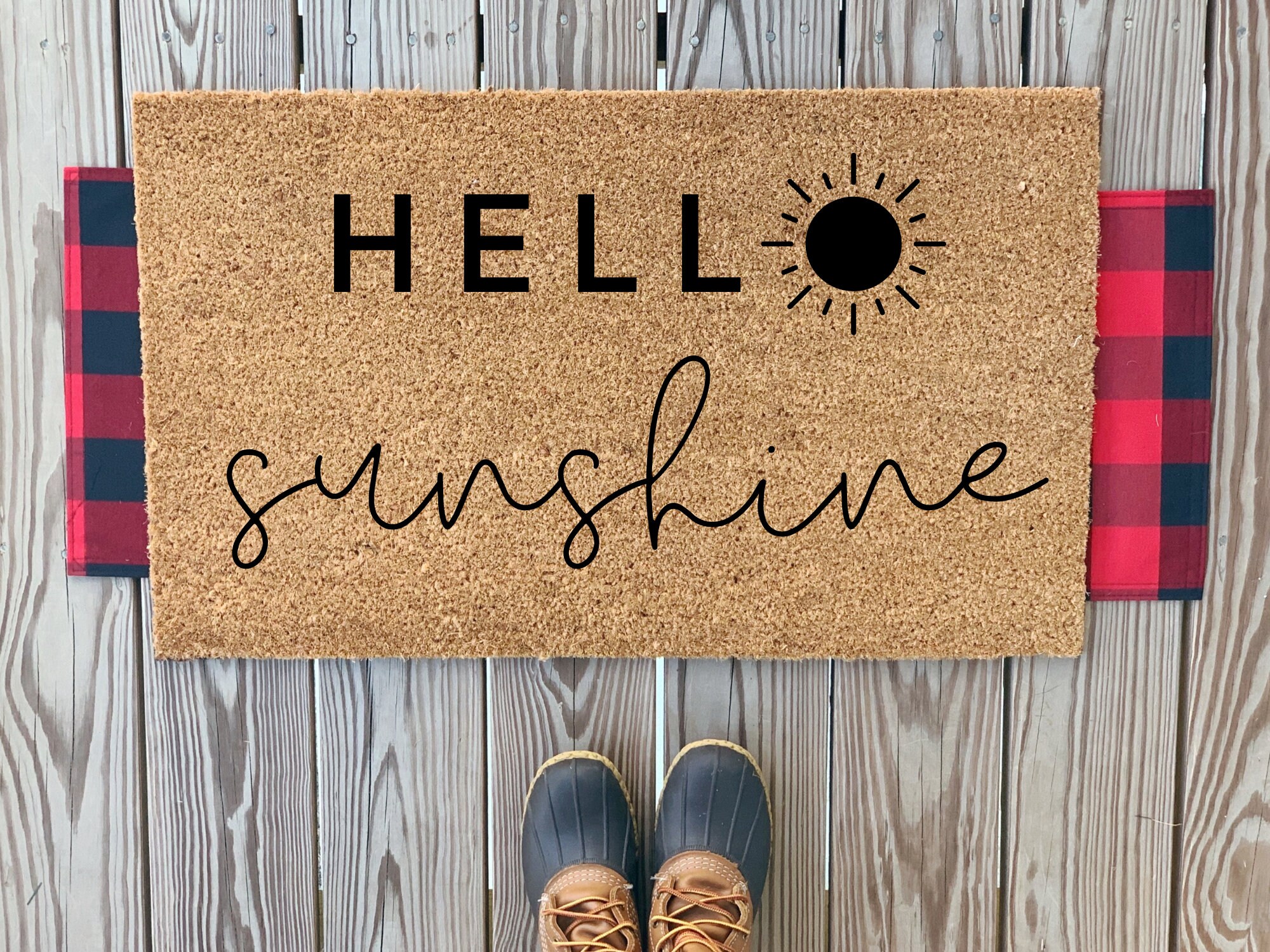 Hello Sunshine Doormat Colorful Summer Doormat Outdoor Etsy Australia