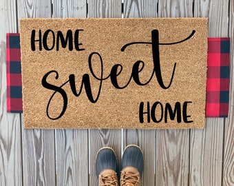 Home Sweet Home Doormat | Home Sweet Apartment | Cute Front Doormat | Outdoor Coir Doormat | Cute Welcome Mat | Cute Patio and Porch Decor