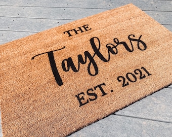 Custom Name Doormat | Custom Patio Decor| Housewarming Gift | Wedding and Anniversary Gifts | Outdoor Coir Doormat | Front Door Mat