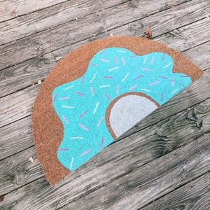 Cute Donut with Sprinkles Doormat Doughnut Doormat Cute Welcome Doormat Funny Front Doormat Housewarming Gift Customizable Doormat image 5