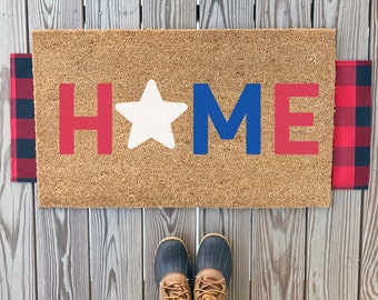 USA Home Doormat | Patriotic Welcome Mat | USA Themed Outdoor Doormat | 4th of July Home Welcome Mat | Support the Troops Doormat |