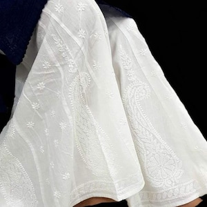 Chikankari White Cotton Palazzo Pants for Women