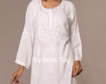 White Cotton Chikankari Kurta Palazzo Set | Handmade Indian Ethnic Wear Salwar Kameez