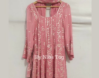 Custom Chikankari Anarkali Suit with Gotta Patti Dupatta