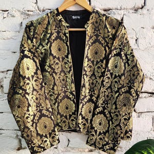 Black Silk Jacket Party wear with Golden Banarasi Weaving