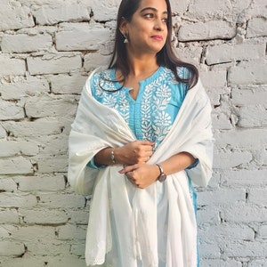 Chikankari White Mulmul Cotton Dupatta/Stole/Wrap