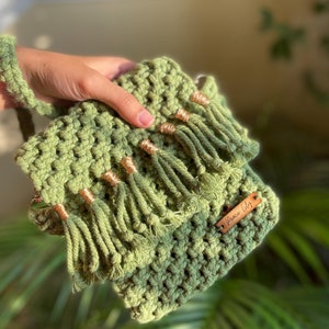 Bohemian Macrame Phone Bag, Handmade Crossbody Bag with Fringe, Handmade Cotton Bag, Macrame bag Boho Gift idea