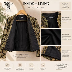Black Banarasi Jacket for Women's Open Front Indian Jacket Brocade evening Blazer, Customizable