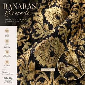 Black Banarasi Jacket for Women's Open Front Indian Jacket Brocade evening Blazer, Customizable