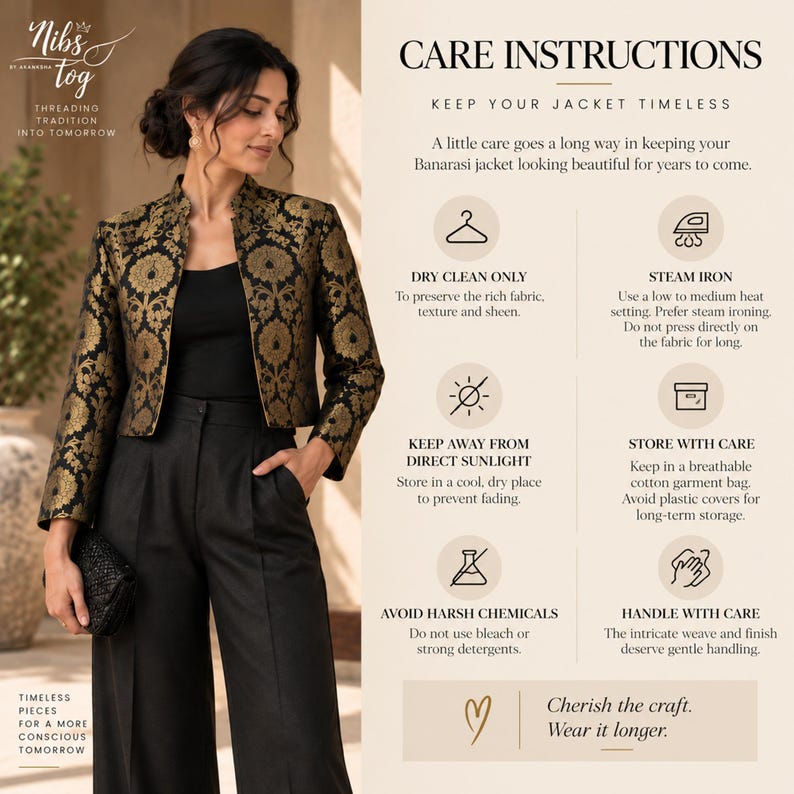 Black Banarasi Jacket for Women's Open Front Indian Jacket Brocade evening Blazer, Customizable