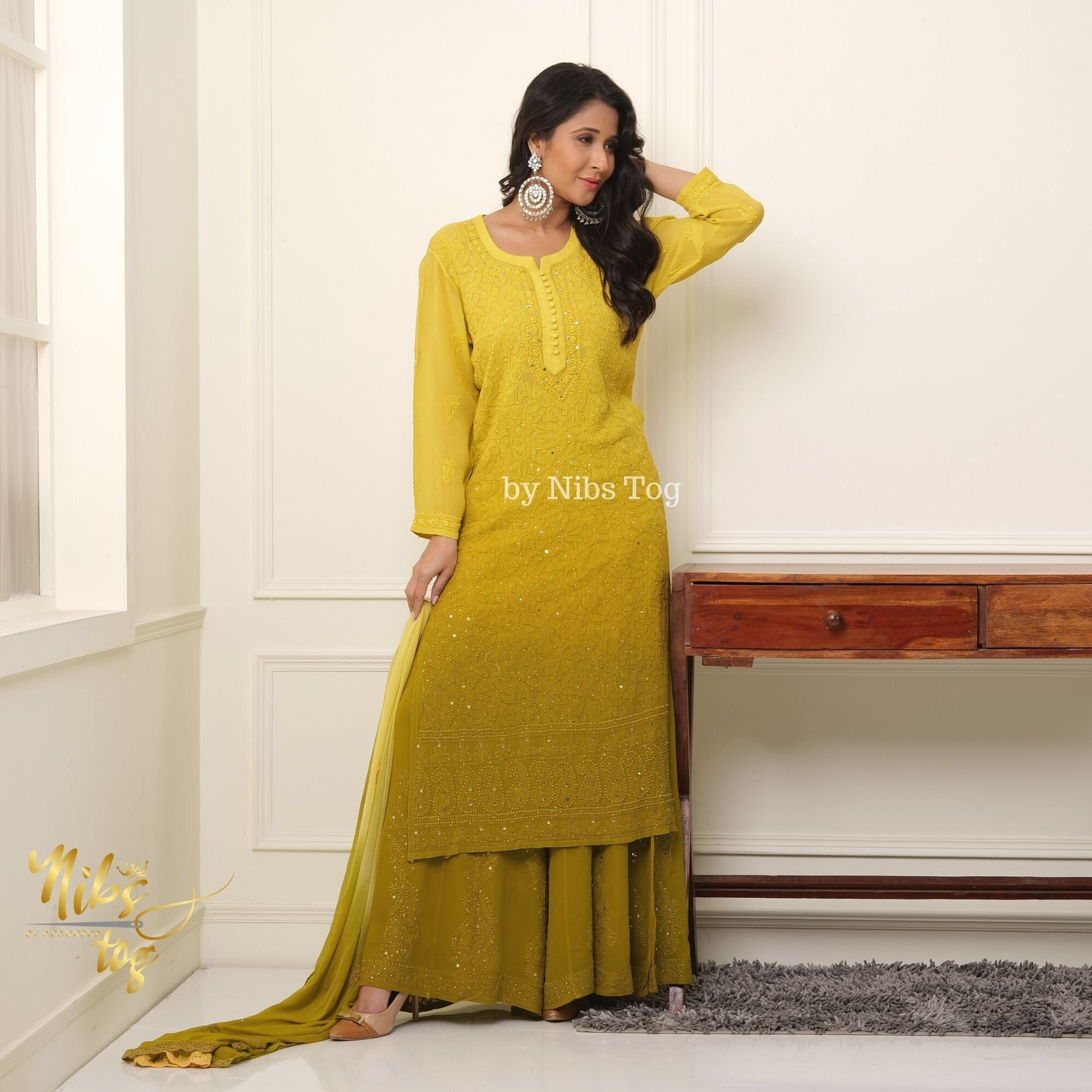 Women's Lucknowi Handcrafted Cotton Chikankari Palazzo - HONC0305806
